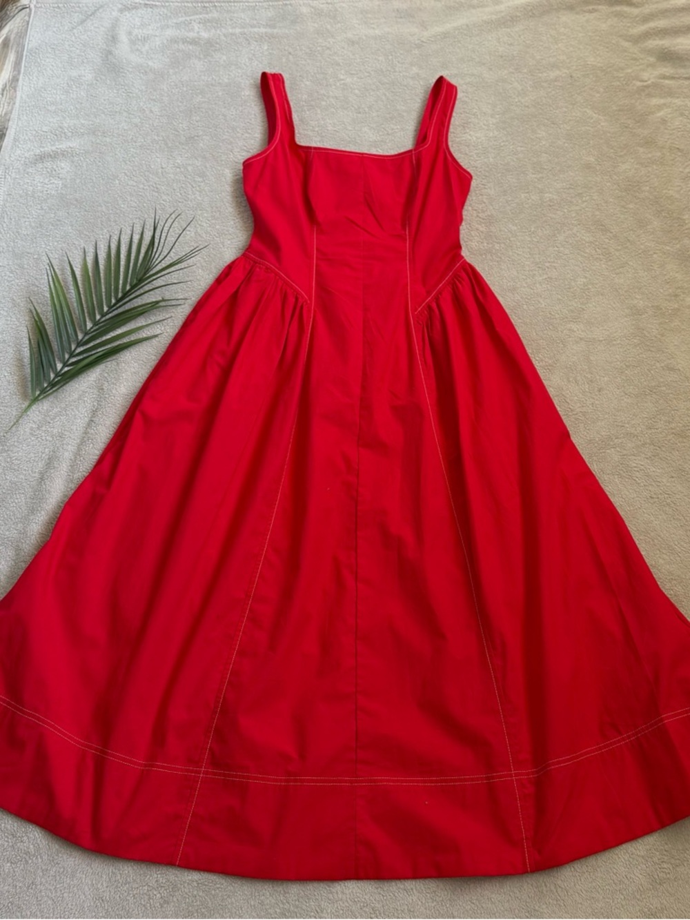 Women’s Red Sleeveless Maxi Dress with Square Neck